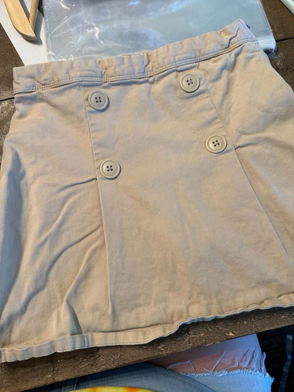 The Children's Place Girls Beige Twill Pleated Uniform Button Skort Size 12